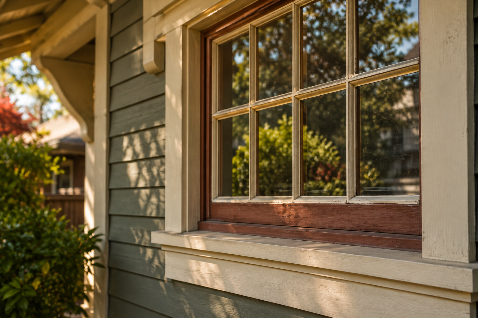 Original wood sash window restoration on a historic home in Orange CA