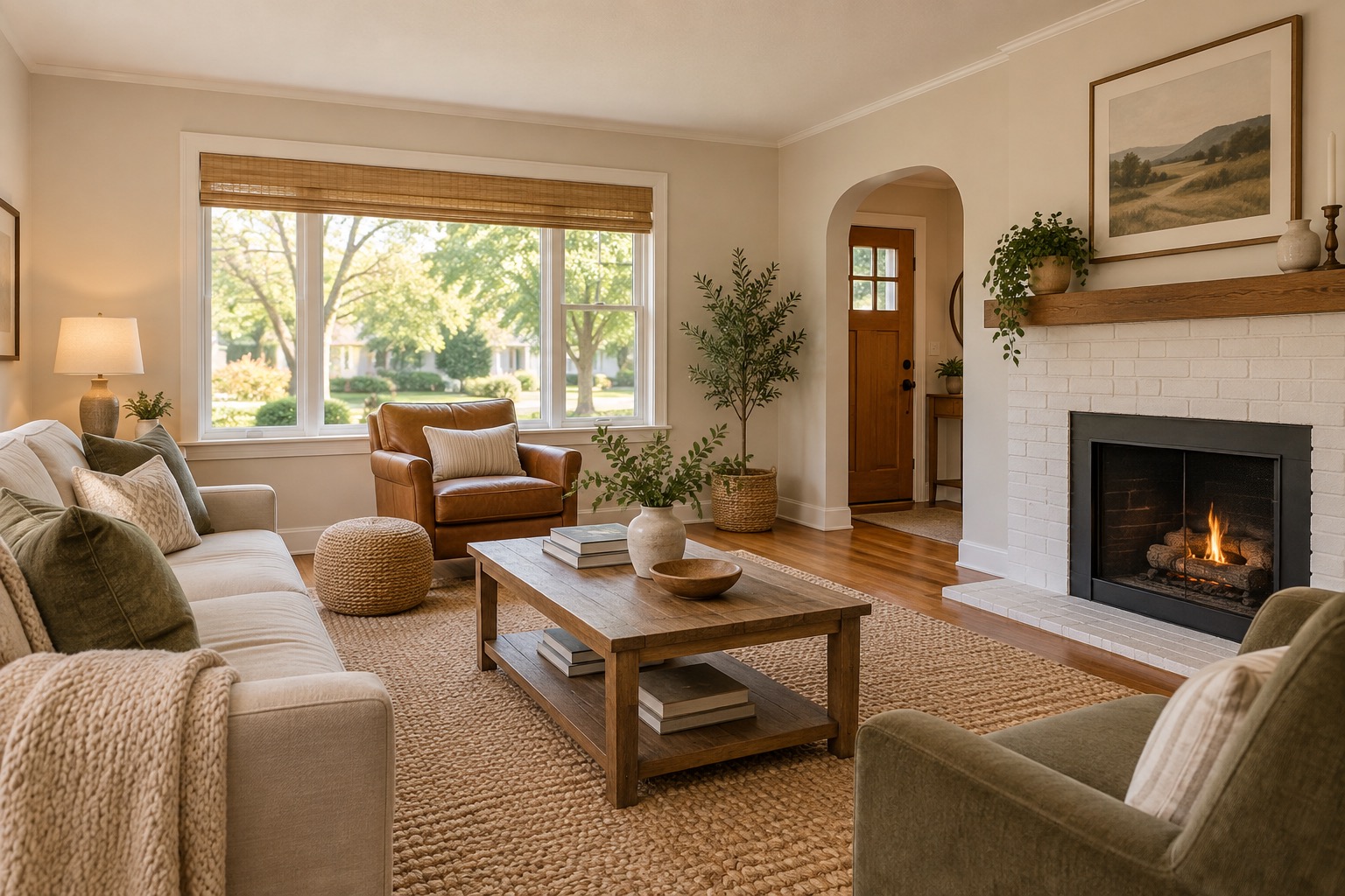 Downsized single-story living room interior for Orange County senior
