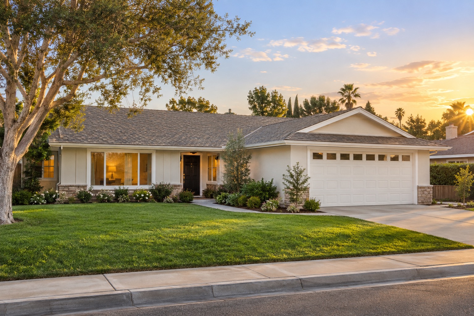 Single-story ranch home exterior in Central Orange County representing Prop 19 downsizing